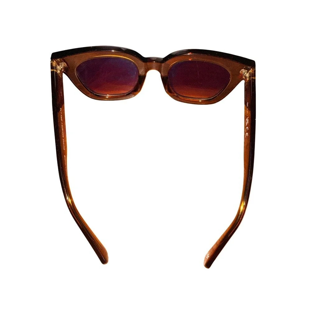 Boho Festival Beach Frye‎ Oversize Sunglasses Amber Brown Square Cat Eye